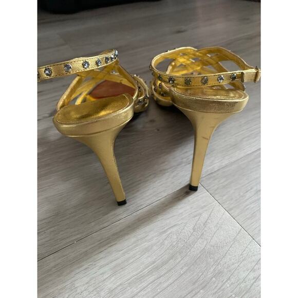 Saint Laurent Gold Sandal Size 39 - Picture 3 of 5